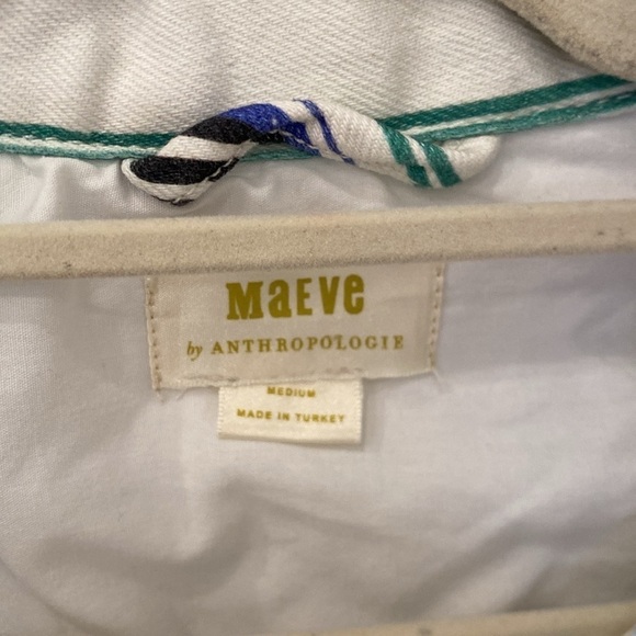 Maeve by Anthropologie Denim Shirt Jacket White Blue & Black Stripes medium - Picture 7 of 8